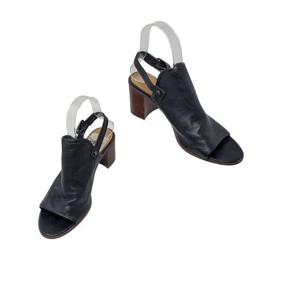 Franco Sarto Womens Humor Black Leather Block Heel Sling Back Sandals Sz 8 - Picture 7 of 11